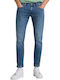 Luke Pantaloni Jeans pentru Bărbați Elastic cu Croială Slim Tapered Albastru