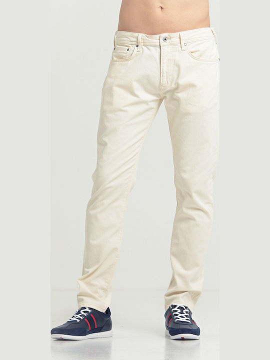 Stanley Men's Jeans Pants Elastic with Slim Tapered Fit Cream