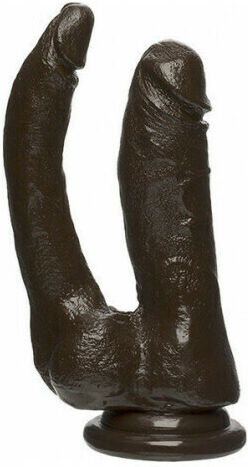 Doc Johnson The D Double Dippin' D Double Dildo with Scrotum Chocolate