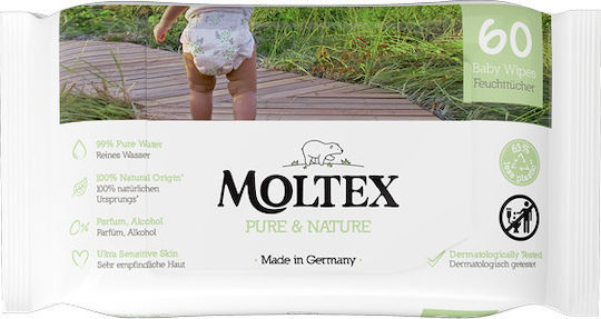 Moltex Pure & Nature Baby Wipes with 99% Water, without Alcohol & Perfume 60pcs