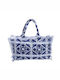 Ble Resort Collection Υφασμάτινη Τσάντα Θαλάσσης με Ethnic σχέδιο Μπλε