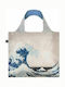 Loqi Hokusai Fabric Shopping Bag In White Colour