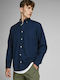 Long-sleeved Cotton Shirt Navy Blue