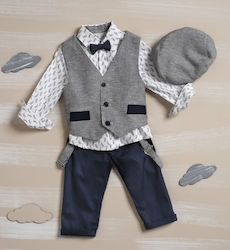 Lollipop Boys Baptism Suit with Vest 5pcs Gray