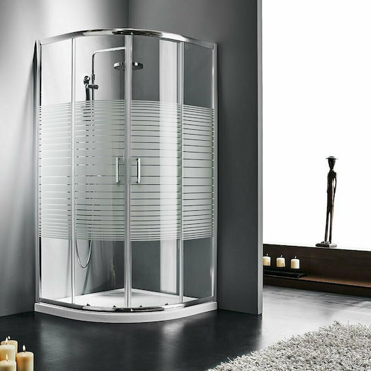 Starlet Quadrant Cabinet Duș Semicirculară cu Glisare Ușă 80x80x180cm Dungi Chrome Starlet Quadrant Cabinet Duș Semicirculară cu Glisare Ușă 80x80x180cm Dungi Chrome