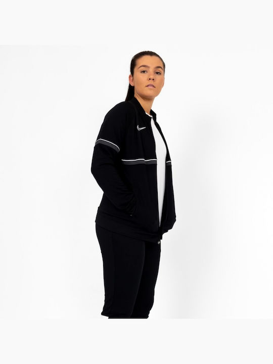 Nike Dri-Fit Academy 21 Γυναικεία Φούτερ Ζακέτα Μαύρη