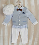 Lollipop Boys Baptism Suit with Vest 5pcs Light Blue