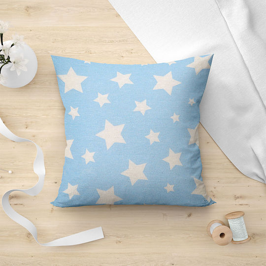 Lino Home Decorative Pillow Case Stel 100% Cotton 601 Light Blue 45x45cm