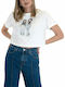 Kendall + Kylie KKW.1S1.042.002 Women's Summer Crop Top Cotton Short Sleeve White KKW344202