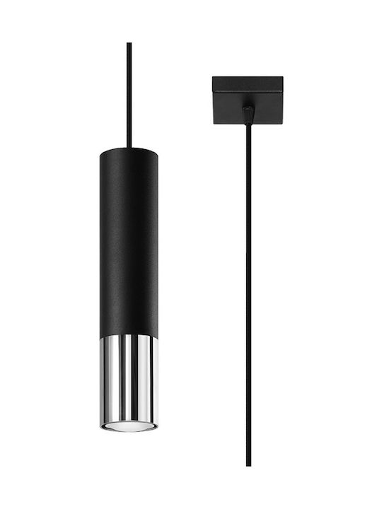 Sollux Loopez 1 Μοντέρνο Κρεμαστό Φωτιστικό Μονόφωτο με Ντουί GU10 σε Μαύρο Χρώμα
