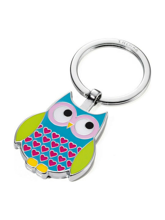 Troika Metallic Silver Keychain Rosy