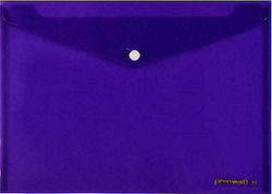 Premium Folder Transparent with Button for Paper A4 Purple