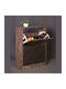 1872 Wooden Shoe Organizer with 2 Shelves Grey Oak - Black 60x23.5x81cm