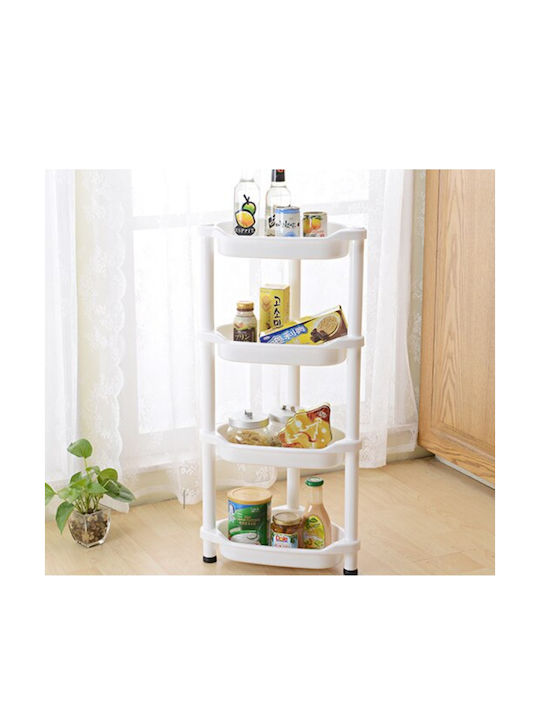 81008HJT00WH Corner Floor Bathroom Shelf Plastic with 4 Shelves 36.5x28.5x78cm