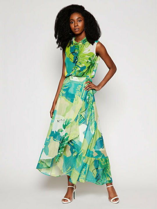 Guess High Waist Maxi Envelope Skirt Floral in Green color