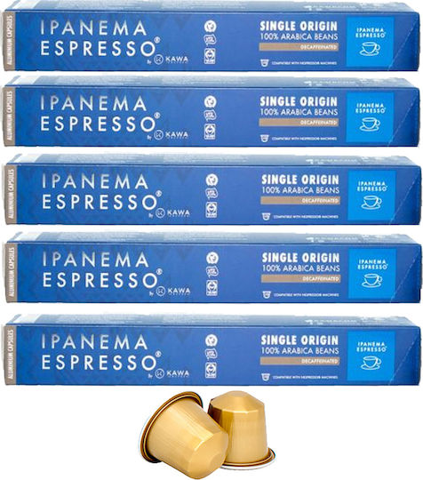 Kawacom Capsules Espresso Ipanema Decaffeine Compatible with Machine Nespresso 50caps,tobolek