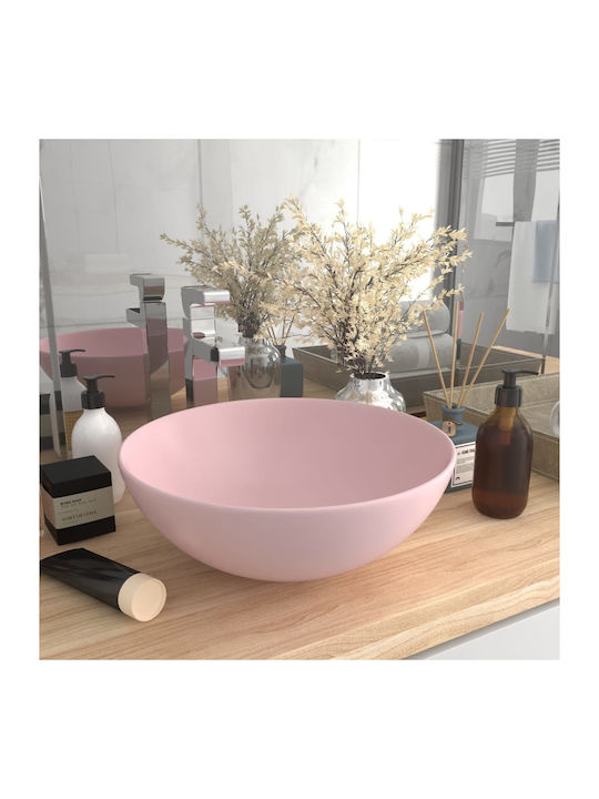 vidaXL Countertop Sink Ceramic 32.528x28x10cm Pink