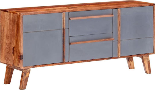 Μπουφές από Μασίφ Ξύλο με Συρτάρια Γκρι 120x30x55cm