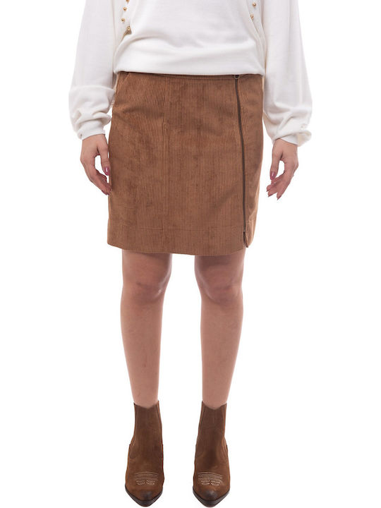 Moutaki Mini Skirt in Tabac Brown color