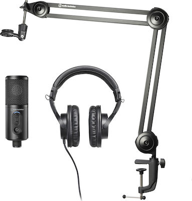 Audio Technica Condenser USB Type-C Microphone Creator Pack Shock Mounted/Clip On for Studio