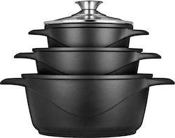 Smile Pots Set of Aluminum with Non-stick Coating Black 8pcs