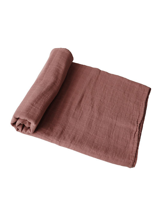 Mushie Cognac Pătură de îmbrățișare de mușelină în Burgundy Culoare 120x120cm. 1buc