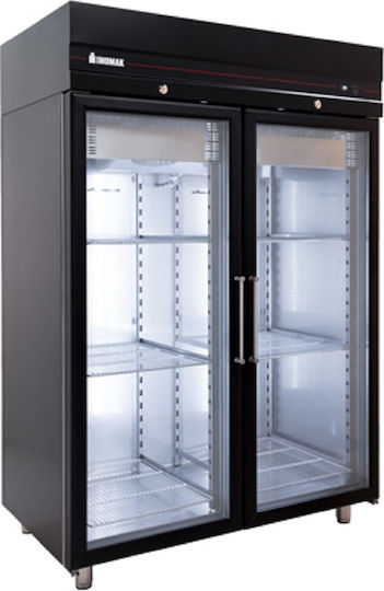 Inomak Frigider comercial cu cameră Negru cu 2 Cu geamuri uși L144xA90.5xÎ210cm Prunus