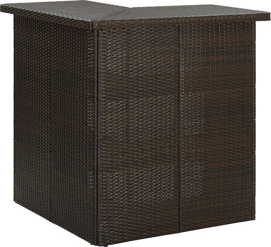 Tisch Bar für Außenbereich Rattan Stabil Brown 100x50x105cm