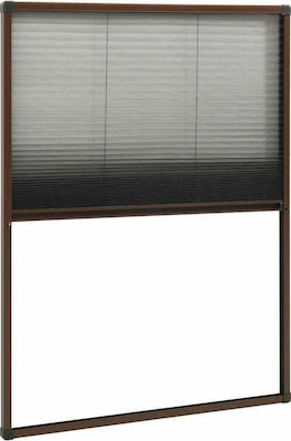 vidaXL Moskitonetz Fenster Plissiert Braun aus Fiberglas 120x80cm 148655