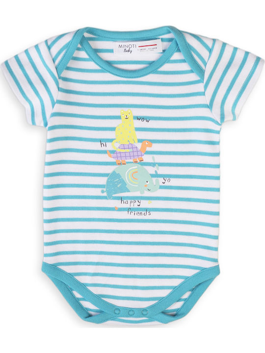 Minoti Φορμάκι "Happy Friends" Baby Bodysuit Set Short-Sleeved Turquoise