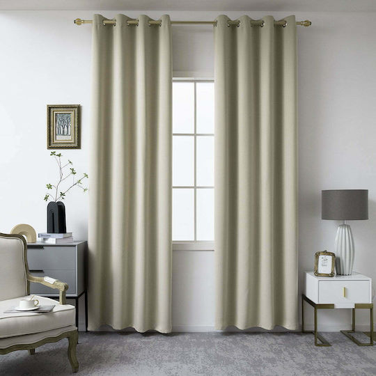 Beauty Home Κουρτίνα Συσκότισης με Τρουκς Άμμου 140x270εκ.