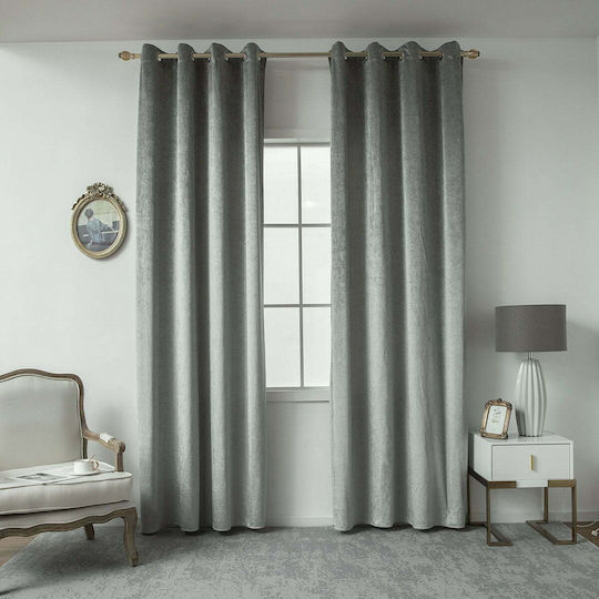 Beauty Home Κουρτίνα Συσκότισης με Τρουκς Ασημί 140x270εκ.