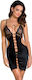 Casmir Lingerie Meredith Chemise & Thong Set Sexy Nachthemd Mit Spitze Schwarz