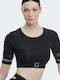 BodyTalk 1211-906120 Women's Athletic Crop Top Short Sleeve Black