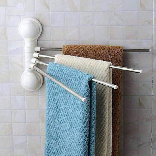 Schiene Badezimmer 4 Plätze Wandmontage Saugnapf Silber Schiene Badezimmer 4 Plätze Wandmontage Saugnapf Silber