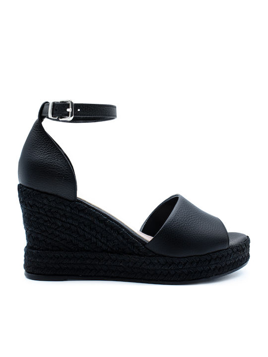 60147 Women's Ankle Strap Platforms Total Black