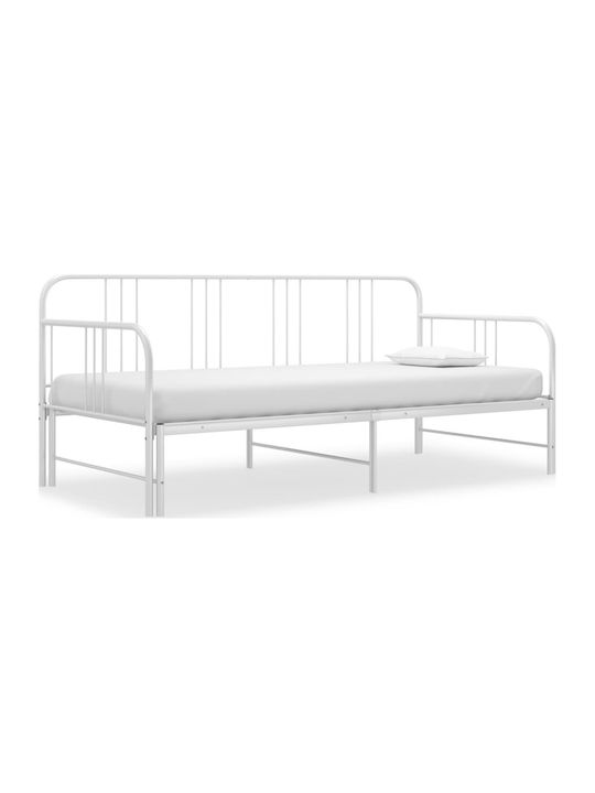 Single Metal Sofa Bed White with Slats for Matt...
