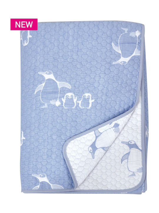 Kentia Double Sided Baby Quilt Skipper 19 80x100cm Light Blue