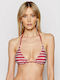 Guess Triangle Bikini Top Burgundy Striped