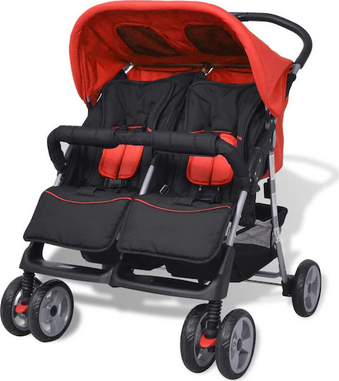vidaXL Double Stroller Suitable from 6+ Months Red Black 10108