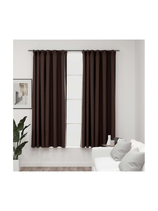 vidaXL Set Of Blackout Curtains With Pencil Pleat Taupe 140x175cm