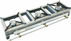 Express Inox Tabletop Commercial LPG Burner with 3 Hearths 36kW 112x32x17cm 363