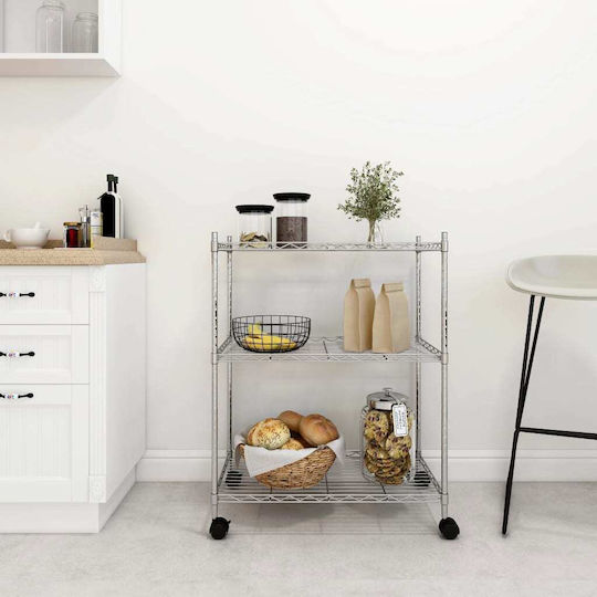 vidaXL vidaXL Lebensmittelregal Metallisch 3 Ebenen Silber 60x35x81cm