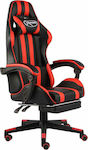 vidaXL Racing Геймърски стол Кожена с подлакътник Black/Red Stripes