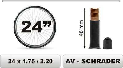 CarCommerce 68376 Fahrradschlauch 24" x 1.75/2.20 Großes Ventil 48mm