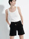 Women's Sporty Bermuda Shorts Terry Black