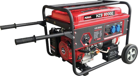 Miyake HZB8000E Generators Benzin mit Kickstart, Rädern und maximaler Leistung 8kVA