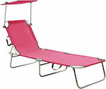 vidaXL Foldable Steel Beach Sunbed Pink with Shader 189x58x27cm