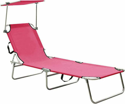 vidaXL Strandliegen Rosa Faltbar mit Sonnenschirm 189x58x27cm. 1Stück