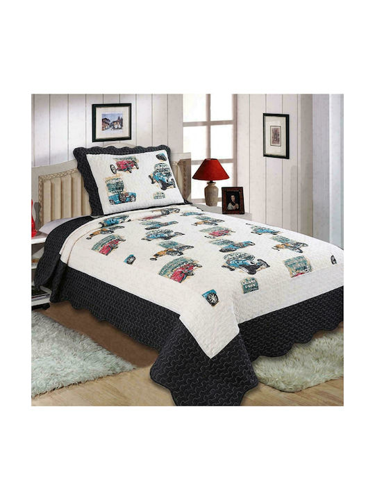 Silk Fashion Set Kids Quilt Single with Pillowcase Multicolour 160x220cm